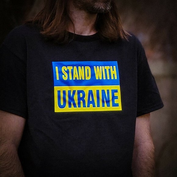 'I Stand With Ukraine' T-shirt Black Support Ukraine Flag Pride FREE SHIPPING - Picture 4 of 8